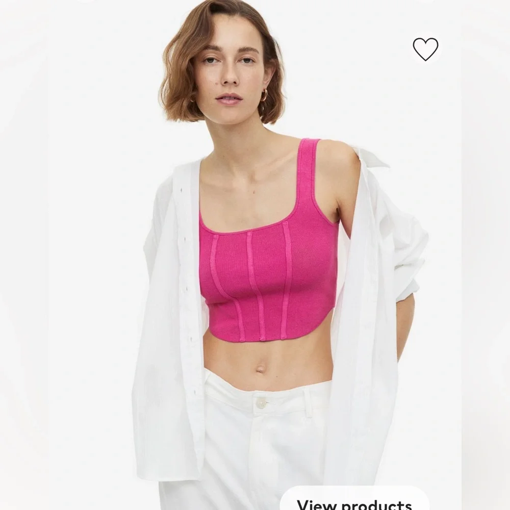H&M Pink Fine Knit Corset Style Top - Picture 1 of 6